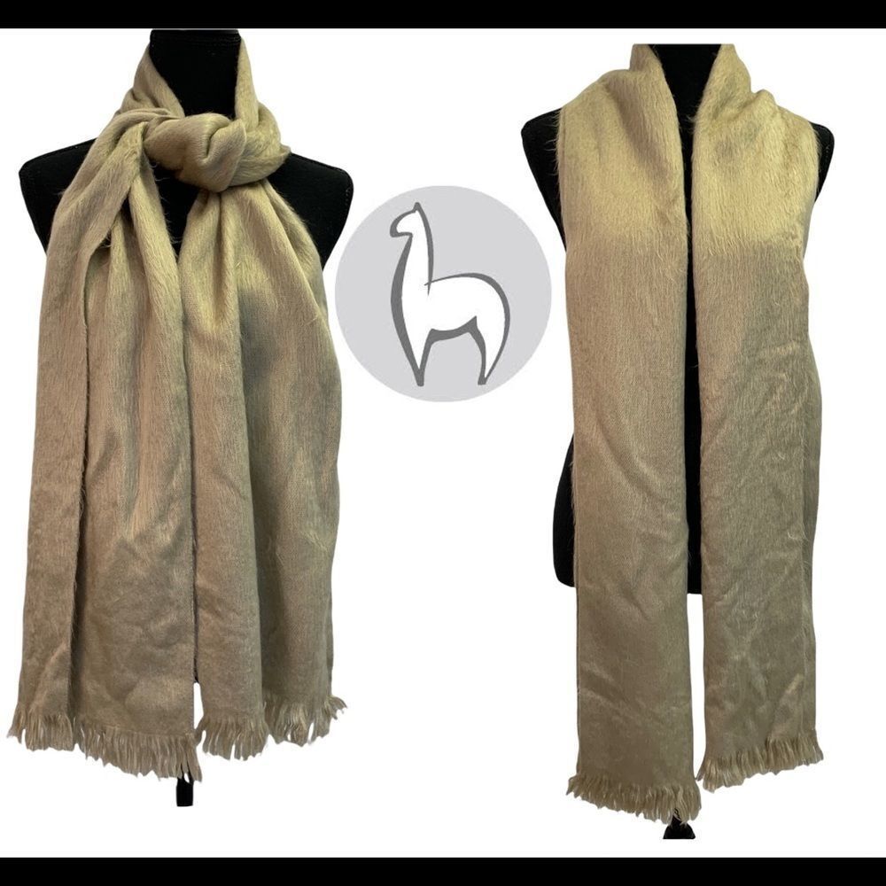 SHUPACA tan beige brown 100% alpaca soft warm fall winter unisex Scarf